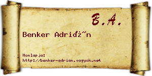 Benker Adrián névjegykártya